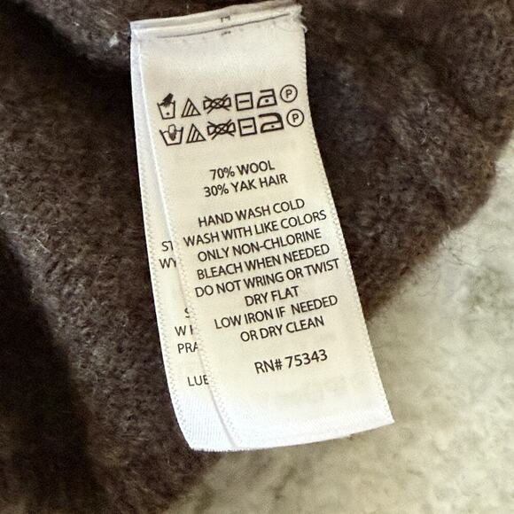 Adrienne Vittadini Wool Yak Cardigan Sweater S Long Brown Shawl Collar Cabincore - Picture 5 of 9